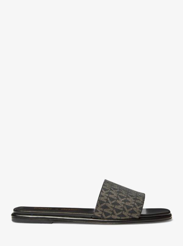 Damske Slapky Michael Kors MMK x 007 Sadler Metallic Logo Čierne Zlate - Topanky Michael Kors Nejlevnejsi | KOYUE-8401